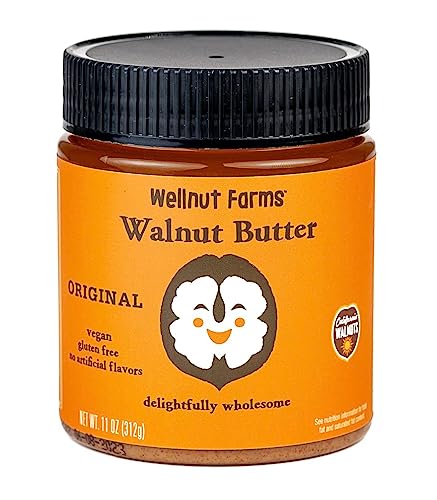 Book Cover Wellnut Farms Walnut Butter - All Natural Walnut Butter Spread - Plant Based Omega 3 Nut Butter - Vegan, Keto Friendly, Gluten Free - Original (11 oz)