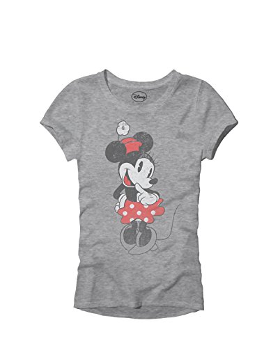 Book Cover Disney Shy Minnie Mouse Classic Vintage Disneyland World Adult Women's Juniors Slim Fit Graphic Tee T-Shirt Apparel