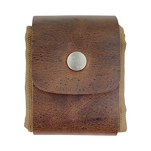Book Cover Hide & Drink, Waxed Canvas Foraging Pouch (Collapsible) for Hiking, Treasures & Seashells, Easy Looping Around Belts, Hands-Free Access, Genuine Leather, Handmade Includes 101 Year Warranty :: Fatigue