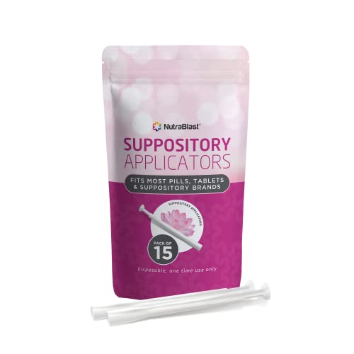 Book Cover NutraBlast Disposable Vaginal Suppository Applicators (15-Pack) - Fits Most Brands, Pills, Tablets and Suppositories - Individually Wrapped