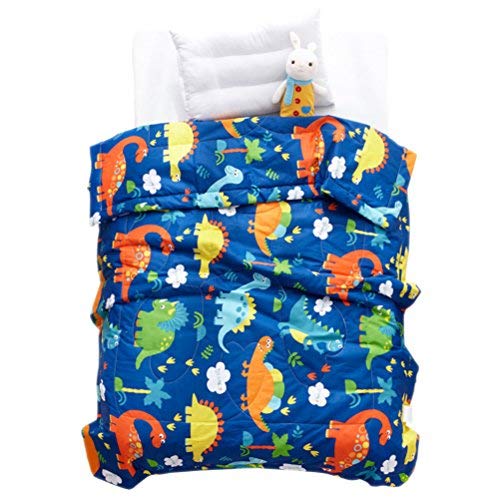 Book Cover LIFEREVO Cotton Baby Toddler Blanket Spring Summer Quilt Fancy Cartoon Print Lightweight 43 x 60 Inch Blue Dinosaur