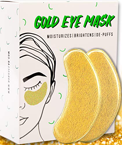 Book Cover Under Eye Gold Eye Mask - Energizing, Moisturising 24k Gold Collagen Patches for Reducing Dark Circles Puffiness Undereye Bags, Wrinkles | Vegan, All-Natural (15 Pairs)