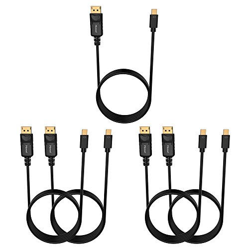 Book Cover Mini DisplayPort to DisplayPort Cable, 6 Feet, 5 Pack, Moread Gold-Plated Thunderbolt to DisplayPort (Mini DP to DP) Cable 4K Resolution Ready - Black