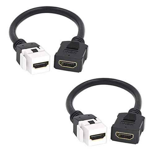 Book Cover VCE 2-Pack HDMI Keystone Jack Adapter,HDMI Female to Female Pigtail Extension Cable Coupler Jack-6 Inch
