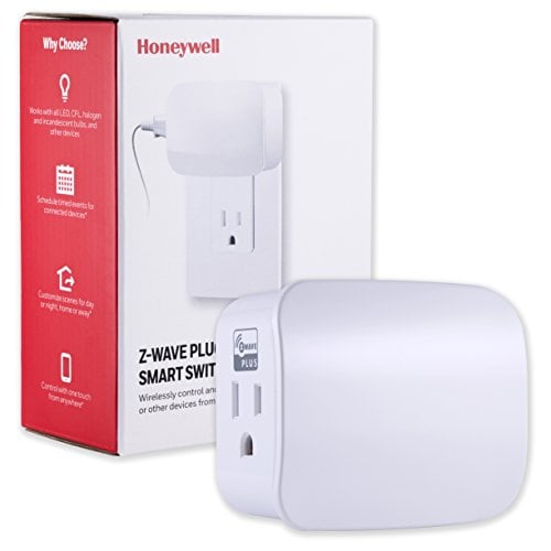 Book Cover Honeywell UltraPro Z-Wave Plus Smart Light Switch, Single Outlet Plug-in | Built-in Repeater Range Extender | ZWave Hub Required - Alexa and Google Assistant Compatible, 39337