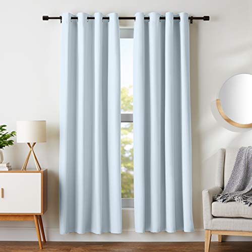 Book Cover Amazon Basics Room Darkening Blackout Window Curtain with Grommets, 42 x 84 Inches, Light Gray - Set of 2