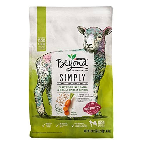 Book Cover Purina Beyond Simple Ingredient, Natural Dry Dog Food, Simply Pasture Raised Lamb & Whole Barley Recipe - 3.2 lb. Bag