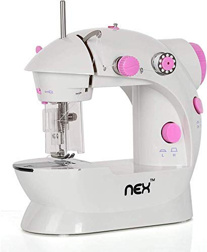 Book Cover HAITRAL Sewing Machine Sewing Craft Gift for Child, Portable Mini Sew Machine with Needle Protector - Double Speed with Foot Pedal