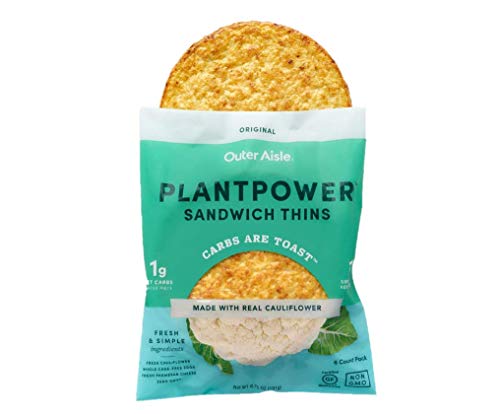 Book Cover Outer Aisle Gourmet Cauliflower Sandwich Thins | Low Carb, Paleo Friendly, Keto | Original, 4 pack - 24 Thins