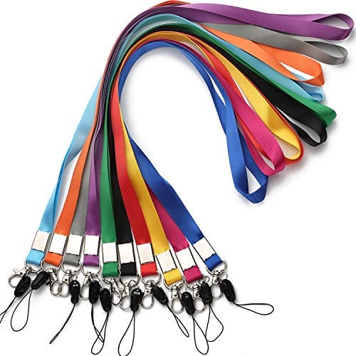 Book Cover Neck Lanyards Office 10 Pack with Detachable Buckle Enhanced Model Hook and Quick Release Tether Ideal for ID Badges,Keys,Cell Phones USB Sticks Whistles-Strong Nylon 10 Colors - One Size Fits All