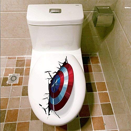 Book Cover Superhero Shield Inspired 3D Toilet Vinyl Decal Also for use on Walls/Cars/Tablets