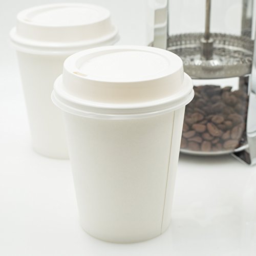 Book Cover â€¢GOLDEN APPLE, Disposable Paper Coffee Cups 8 oz. Cups & Lids Quantity 50 Cups per Pack. Perfect for On-The-Go Hot or Cold Beverages.