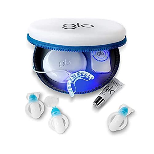 Book Cover GLO Science — GLO Classic Brilliant Teeth Whitening Device Kit w/ Patented Warming Mouthpiece and Blue LED Light Technology — Designed for Sensitive Teeth, White Device