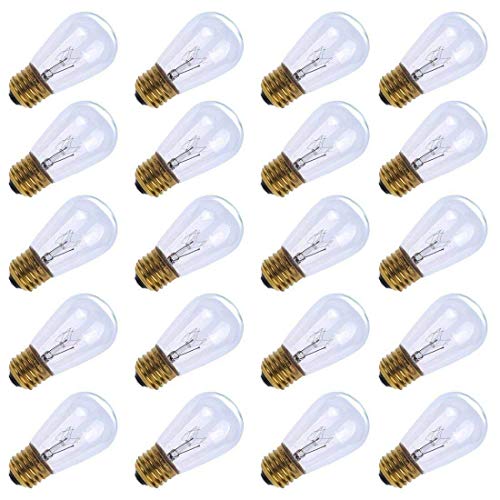 Book Cover 20 Pack of S14 Clear Bulbs 11 Watt Warm Replacement Incandescent Glass Light Bulbs with E26 Medium Base for Indoor and Outdoor Commercial Grade Outdoor Patio Vintage String Lights