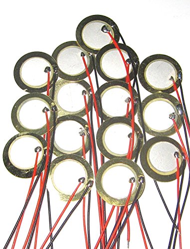 Book Cover 15Pcs 20mm Piezo Discs with Leads Mic Drum Trigger Acoustic Pickup CBG Guitar