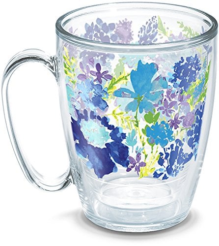 Book Cover Tervis Made in USA Double Walled Fiesta Insulated Tumbler Cup Keeps Drinks Cold & Hot, 16oz Mug - No Lid, Purple Floral