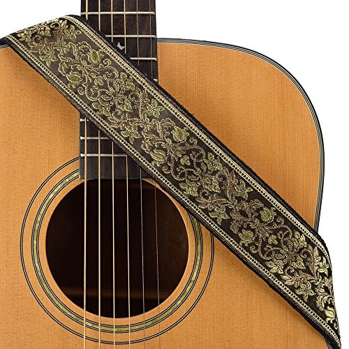 Book Cover CLOUDMUSIC Guitar Strap Jacquard Weave Strap With Leather Ends Vintage Classical Pattern Design Guitar Picks Free (Vintage Classical Pattern Design 36)