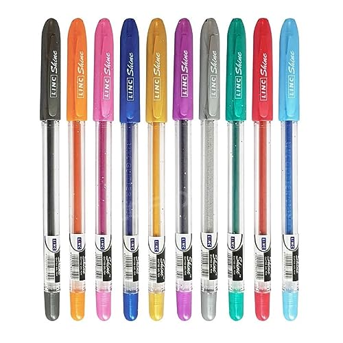 Book Cover LINC Metallic Glitter Gel Pens, Sparkle Shine - Pack of 20 (10 Assorted Colors)