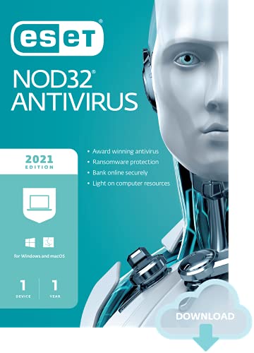 Book Cover ESET NOD32 Antivirus | 2021 Edition | 1 Device | 1 Year | Antivirus Software | Gamer Mode | Small System Footprint | Official Download with License