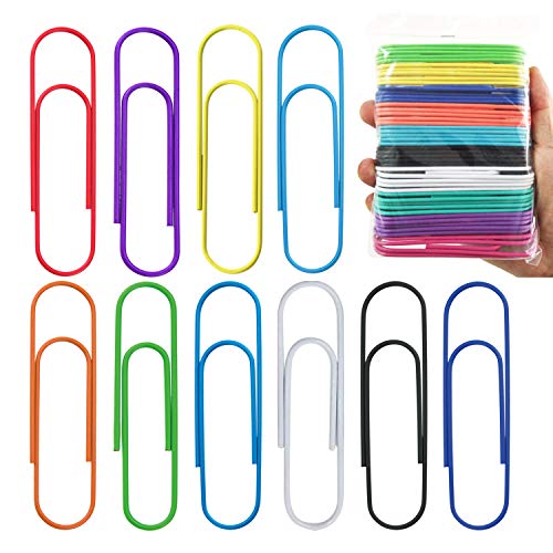 Book Cover Hongfa 40 Pack 4 Inches Mega Large Paper Clips - 10 Colors 100mm Office Supply Accessories Cute Paper Needle Multicolor Bookmark