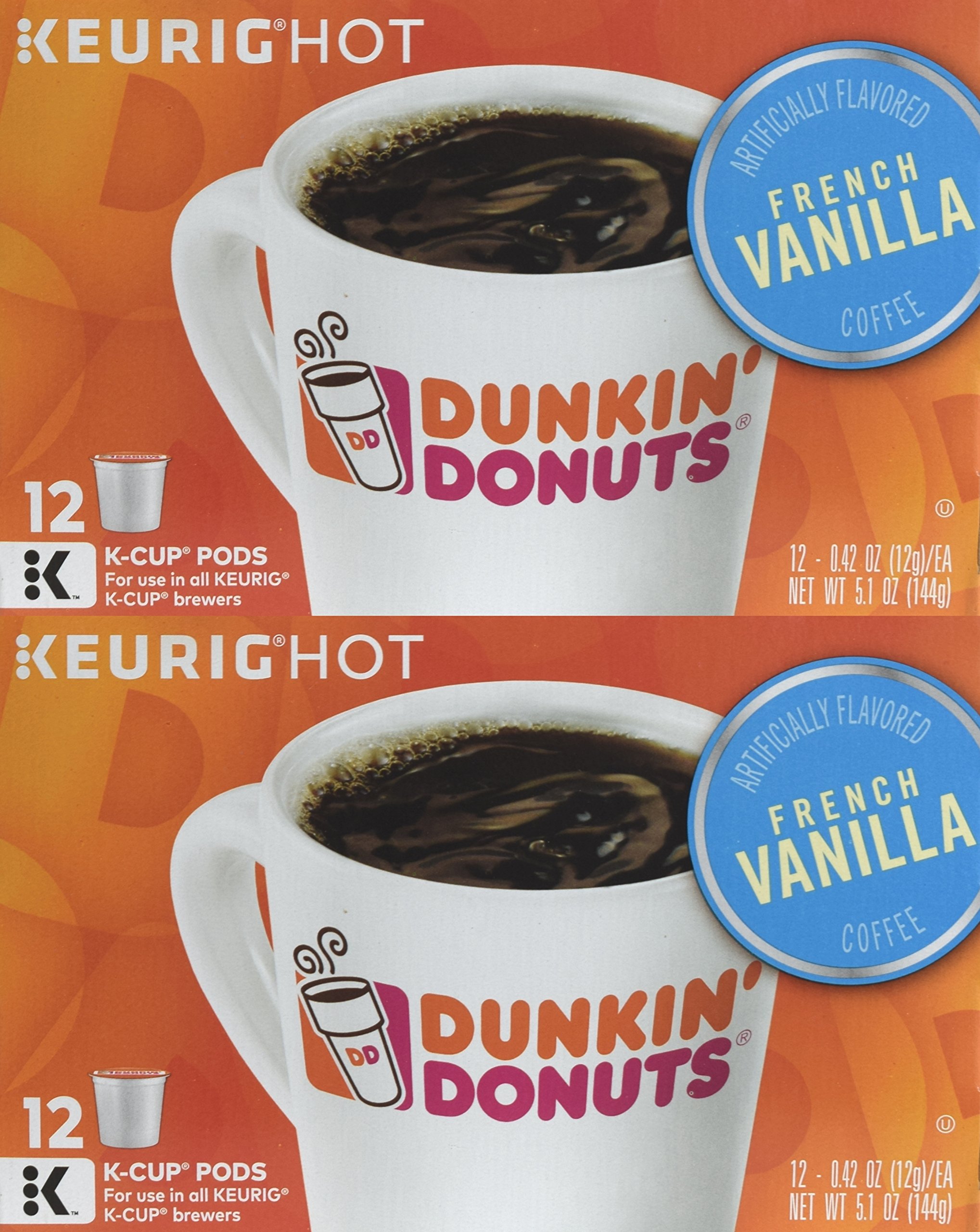Book Cover Dunkin' Donuts French Vanilla Coffee Single Serve K-Cups, 24 Count French Vanilla 12 Count (Pack of 2)