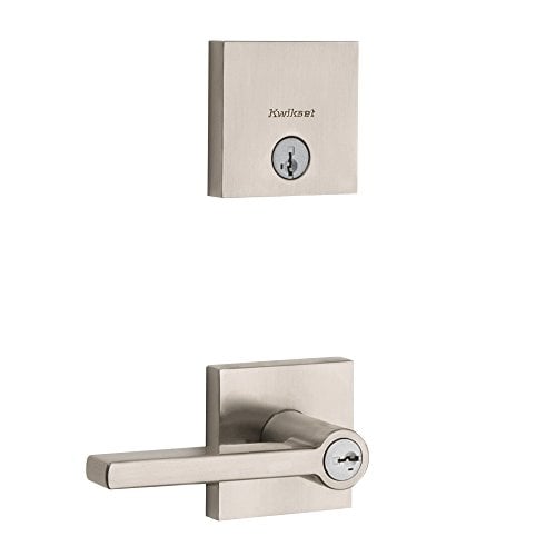 Book Cover Kwikset 99910-060 991HFL SQT 15 SMT RBP Halifax Keyed Entry Lever and Downtown Single Cylinder Deadbolt Combo Pack Featuring SmartKey Security in, Satin Nickel