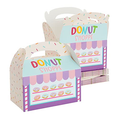 Book Cover BLUE PANDA 24 Pack Donut Treat Boxes with Handles for Goodies, Donut Grow Up Birthday Party Supplies (6 x 3.3 x 3.6 In)