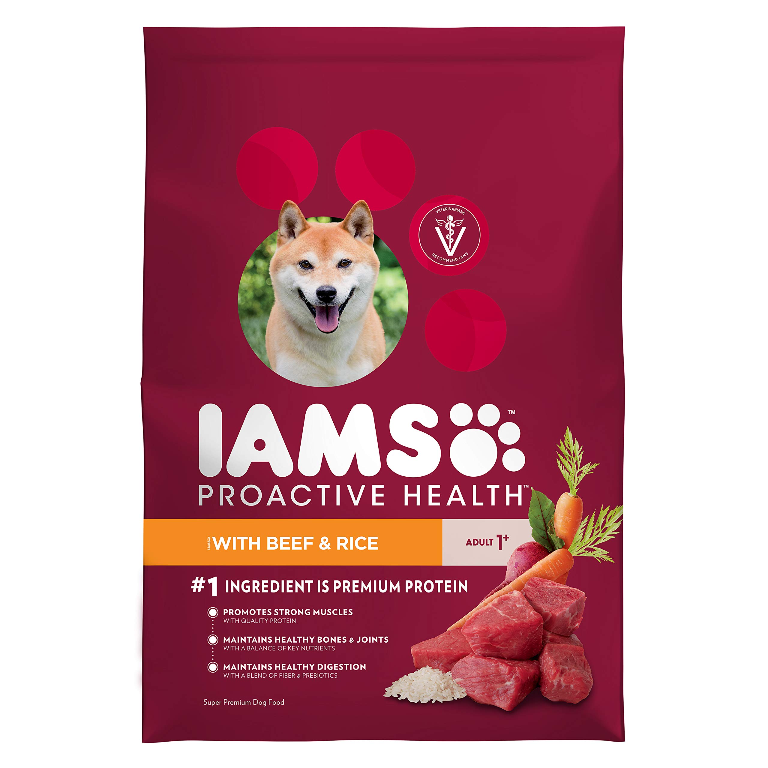 Book Cover DISCONTINUED BY MANUFACTURER:IAMS PROACTIVE HEALTH Adult High Protein Dry Dog Food with Beef and Rice, 30 lb. Bag