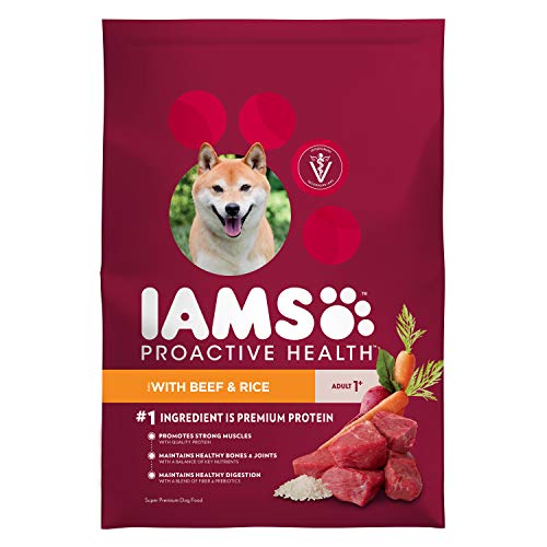 Book Cover Iams Proactive Health Adult Dry Dog Food Beef And Rice, 15 Lb. Bag