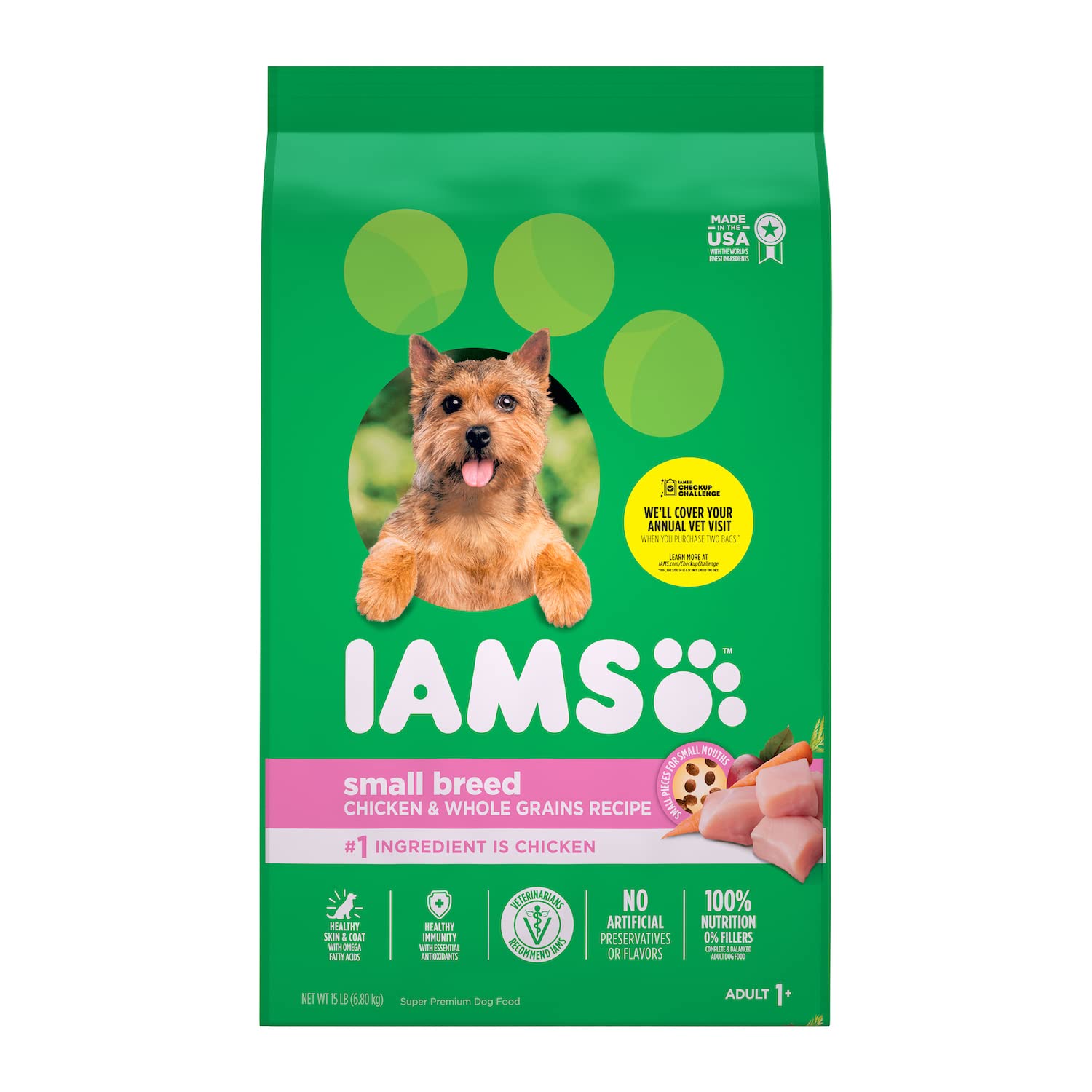 Book Cover IAMS Small & Toy Breed Adult Dry Dog Food for Small Dogs with Real Chicken, 15 lb. Bag