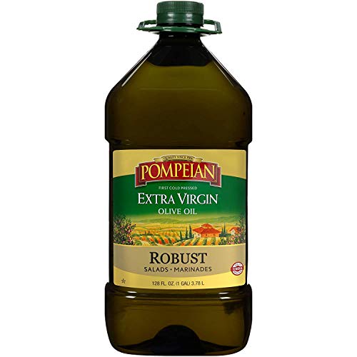 Book Cover Pompeian Robust Extra Virgin Olive Oil, First Cold Pressed, Full-Bodied Flavor, Perfect for Salad Dressings & Marinades, 128 FL. OZ.