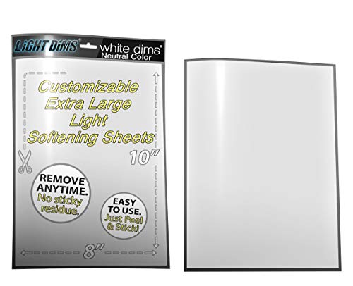Book Cover LightDims White Dims Dimming/Softening Sheets for Harsh LED Lights Extra Large Size (2 Sheets) Neutral Color Retail Packaging