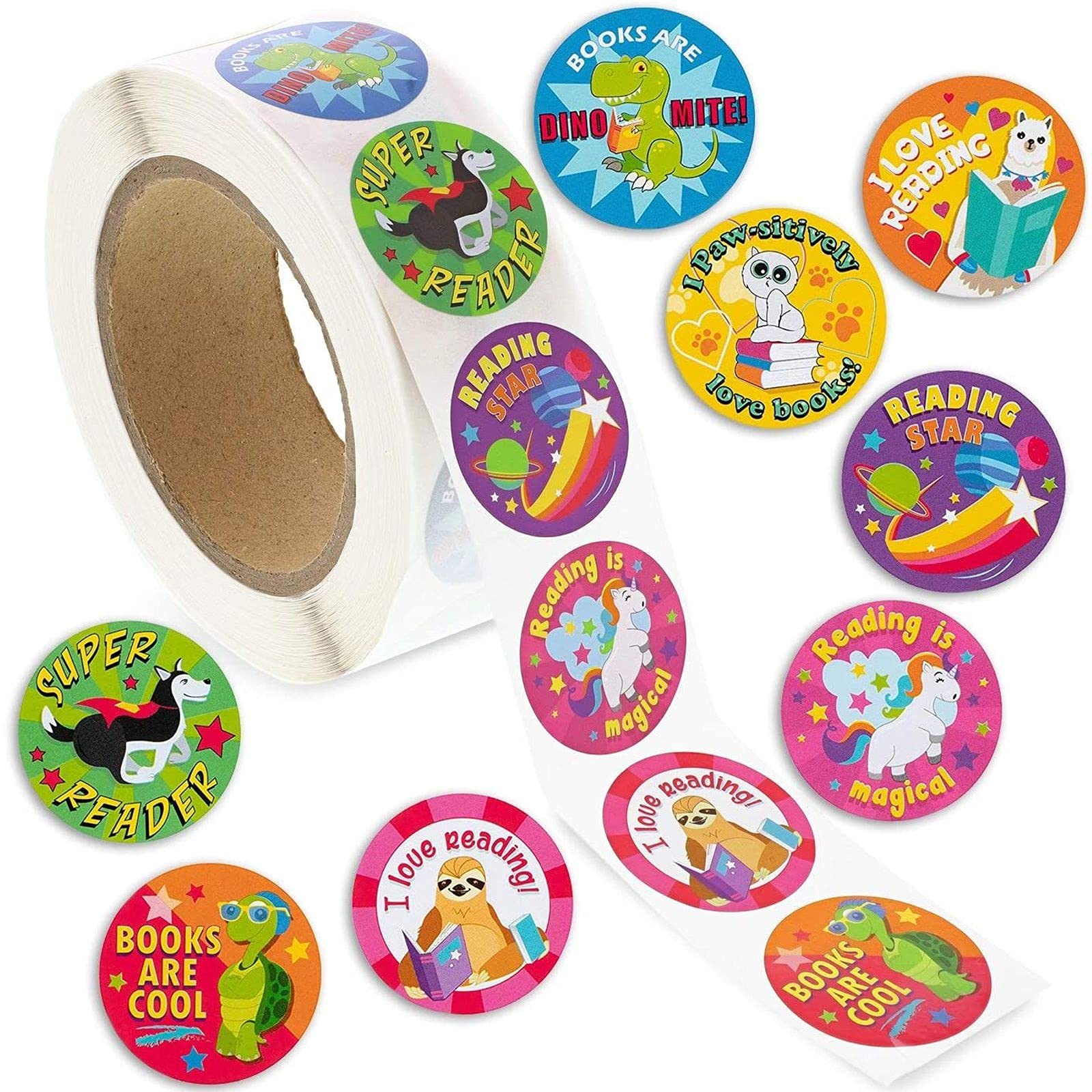 Book Cover Motivational Reading Reward Stickers for Teachers, Sticker Roll (1000 Pieces)