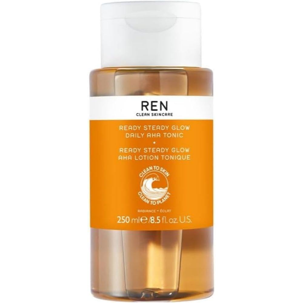 Book Cover REN Clean Skincare - AHA Facial Toner - Glow Delivers 7 Skin-Resurfacing Benefits - Pore Reducing BHA and Exfoliating Lactic Acid for a Smoother, Brighter and Even Skin Tone 8.5 Fl Oz (Pack of 1)
