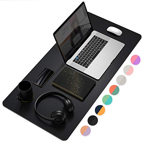 Book Cover Dual-Sided Multifunctional Desk Pad, Waterproof Desk Blotter Protector, Leather Desk Wrting Mat Mouse Pad (31.5
