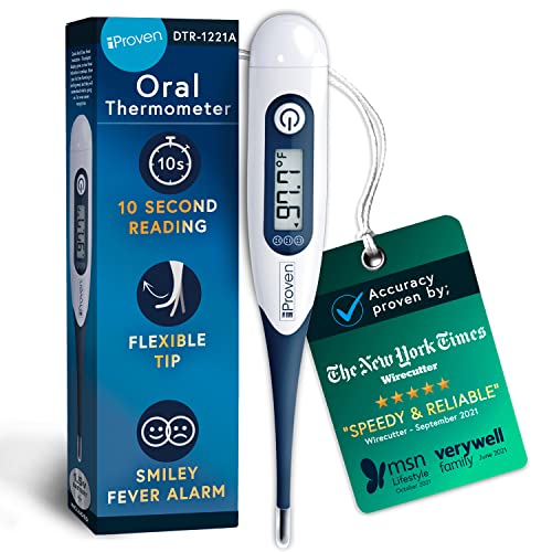 Book Cover IPROVENÂ® Rectal and Oral Digital Thermometer for The Whole Family, Measures in 10 Seconds, with Flexible Tip, Fever Alarm, Hardcase