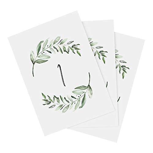 Book Cover Bliss Collections Table Numbers 1-25 with Head Table Card, Double Sided 4x6 Rustic Greenery Design for Wedding, Reception, Party, Event, Celebrations - Made in the USA