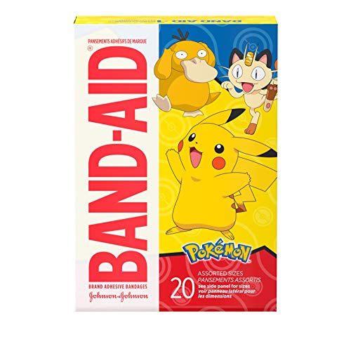 Book Cover Band-Aid Brand Adhesive Bandages for Minor Cuts & Scrapes, Wound Care Featuring PokÃ©mon Characters for Kids, Assorted Sizes 20 ct