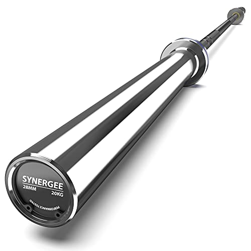 Book Cover Synergee Open 20kg Men's Black Phosphate Shaft and Chrome Sleeve Olympic Barbell. Rated 1000lbs for Weightlifting, Powerlifting and Crossfit.