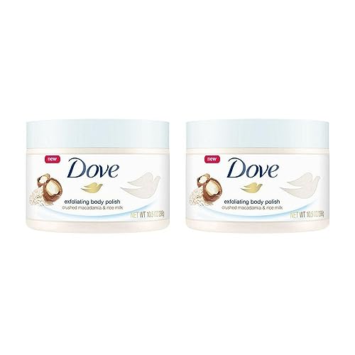 Book Cover Dove Exfoliating Body Polish Body Scrub Macadamia & Rice Milk 10.5 oz (2 pack)