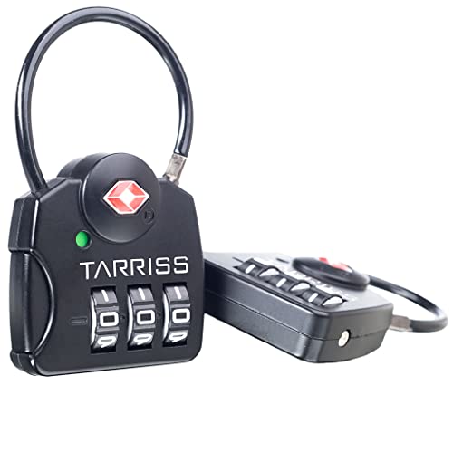 Book Cover Tarriss TSA Luggage Lock with SearchAlert Indicator | Extra Large Numbers | Resettable Combination | Total Luggage Security | 2 Pack (Midnight Black)
