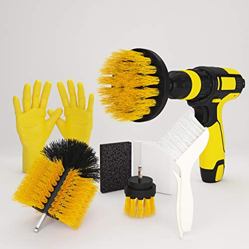 Book Cover Cozzyline Drill Brush Attachment Set - Power Scrubber Brush Cleaning Kit - All Purpose Drill Brush for Bathroom Surfaces, Grout, Floor, Tub, Shower, Tile, Corners, Kitchen, Automotive, Grill -