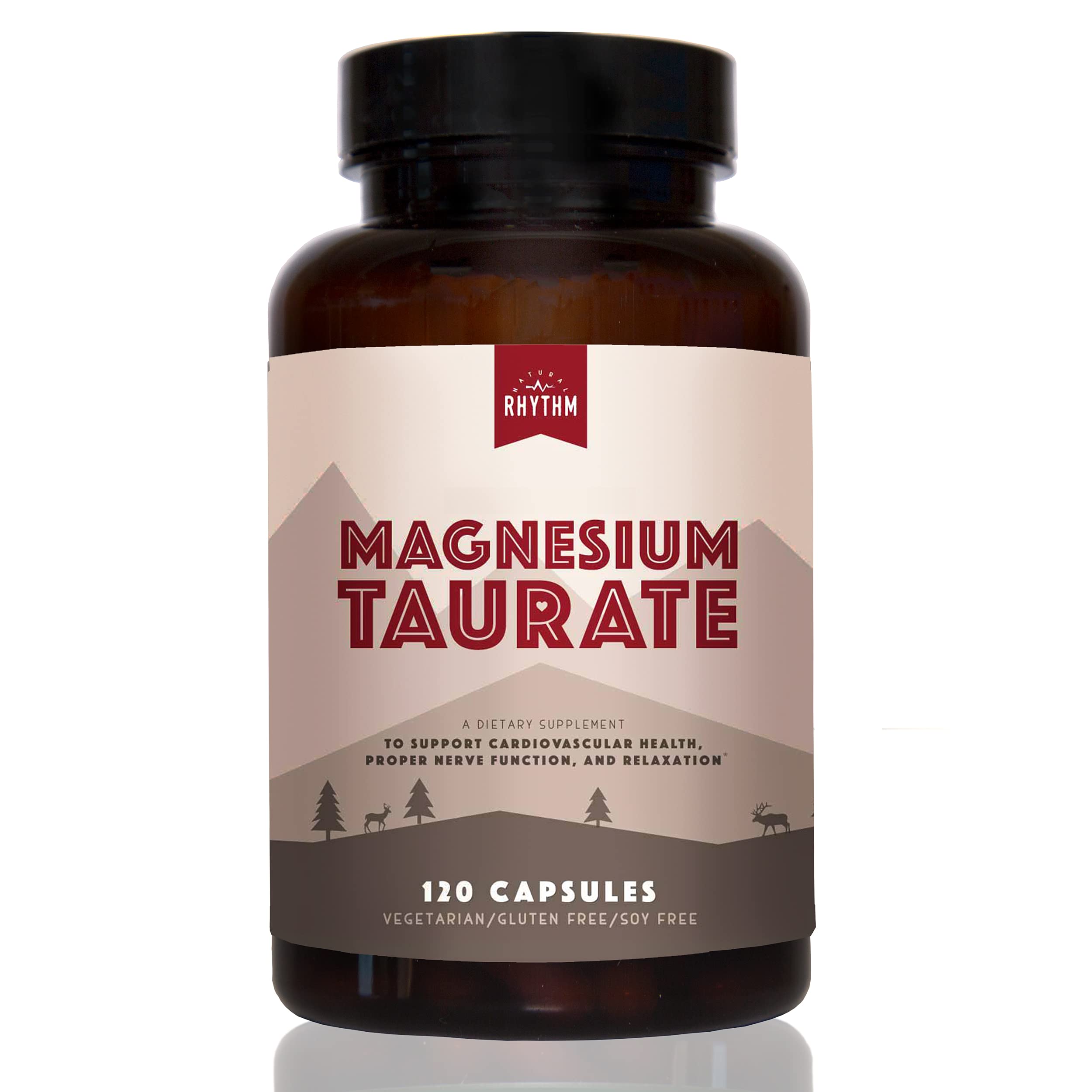 Book Cover Natural Rhythm Magnesium Taurate, High Absorption Taurate, 750mg (150mg of Elemental Magnesium) 120 Capsules