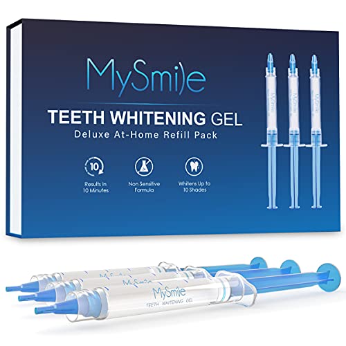 Book Cover MySmile Teeth Whitening Gel Pen Refill Pack, 3 Non-Sensitive Teeth Whitening Pen, Deluxe Teeth Whitener Dental Grade Tooth Whitening Gel with Carbamide Peroxide for Home, Travel, 10 min Fast Result