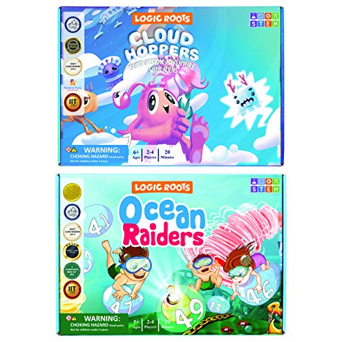 Book Cover Logic Roots Addition and Subtraction Games - Pack of 2, Ocean Raiders and Cloud Hoppers, Math Board Games & STEM Toys for 6 - 8 Year Olds, Educational Gift for Kids, Homeschoolers, Kindergarten and Up