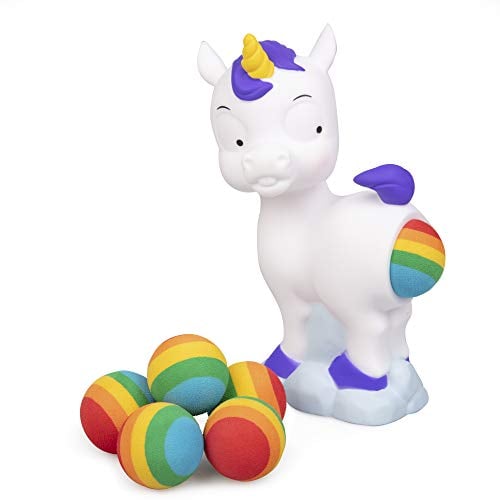 Book Cover Hog Wild Pooping Unicorn Foam Popper Toy - Shoot Foam Balls Up to 20 Feet - 6 Rainbow Balls Included - Age 4+