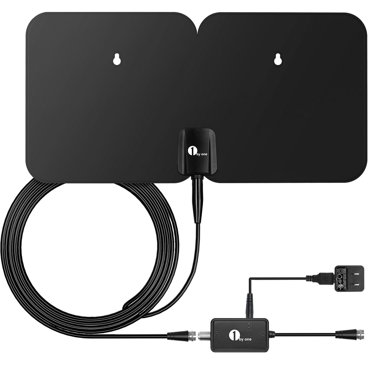 Book Cover 1byone 4K Double Panel HDTV Antenna, 1byone Indoor/Outdoor Amplified Digital TV Antenna Waterproof Support UHF VHF 4K Ultra HD Freeview Channels with 26ft Coaxial Cable