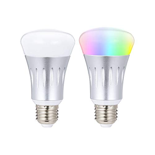 Book Cover WONYERED WiFi Bulb 2-Pack E27 Smart Light Bulb 7W RGB Multicolor LED Light Bulb Wake up Lights Compatible with Smartphone Alexa Google Home with Timer Switch Scene Mode Remote Control Function