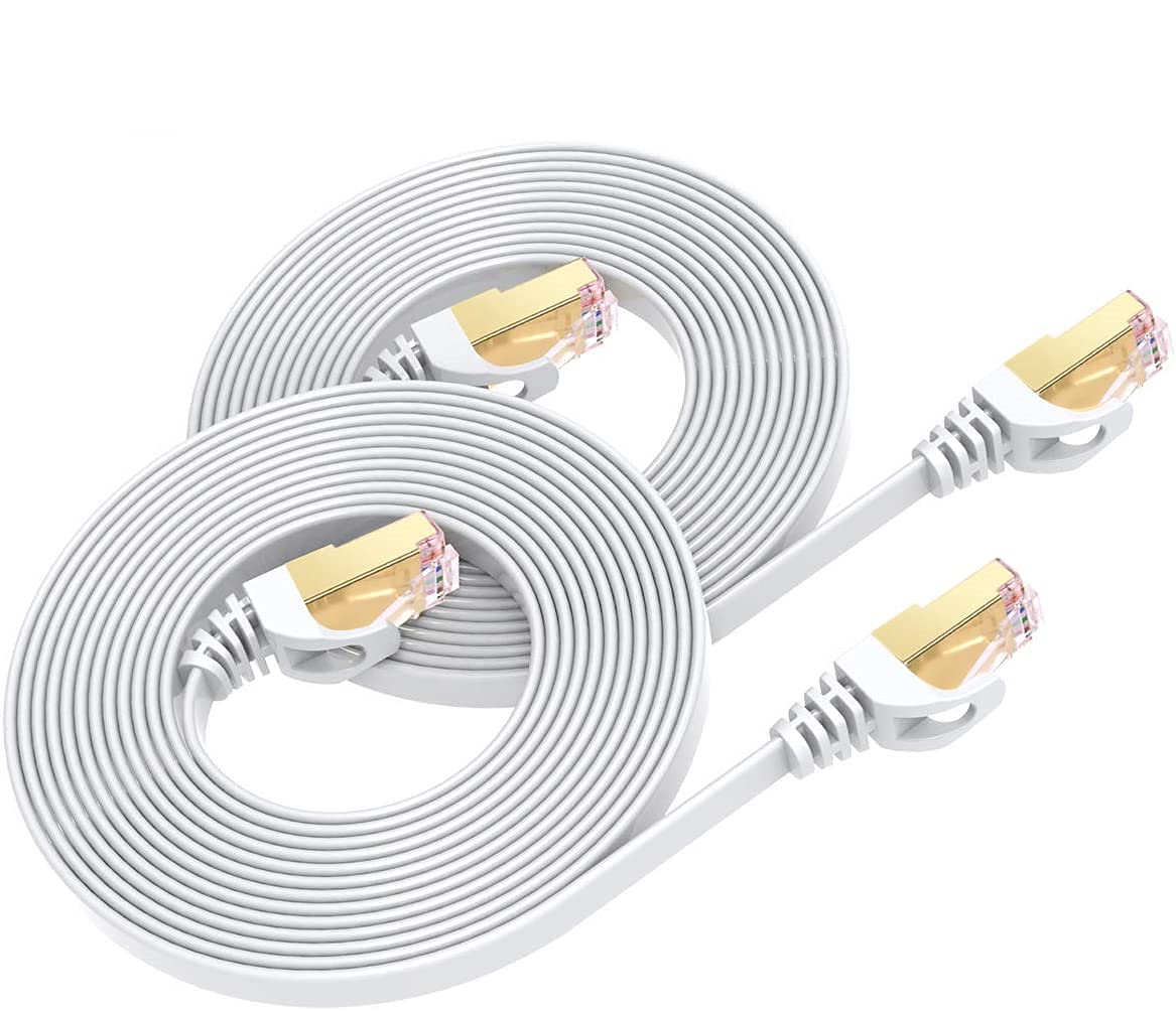 Book Cover BUSOHE CAT8 Ethernet Cable 6ft 2Pack, High Speed Flat Internet Network Computer Patch Cord, 40Gbps 2000Mhz Faster Than Cat7/Cat6/Cat5, RJ45 Flat Cable Shielded in Wall, Indoor&Outdoor