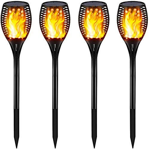 Book Cover Gold Armour Solar Lights Outdoor - Flickering Flames Torch Lights Solar Light 42.9in Tall, Waterproof Dancing Flame Lighting 96 LED Dusk to Dawn Flickering Tiki Torches Outdoor Garden (4Pack)